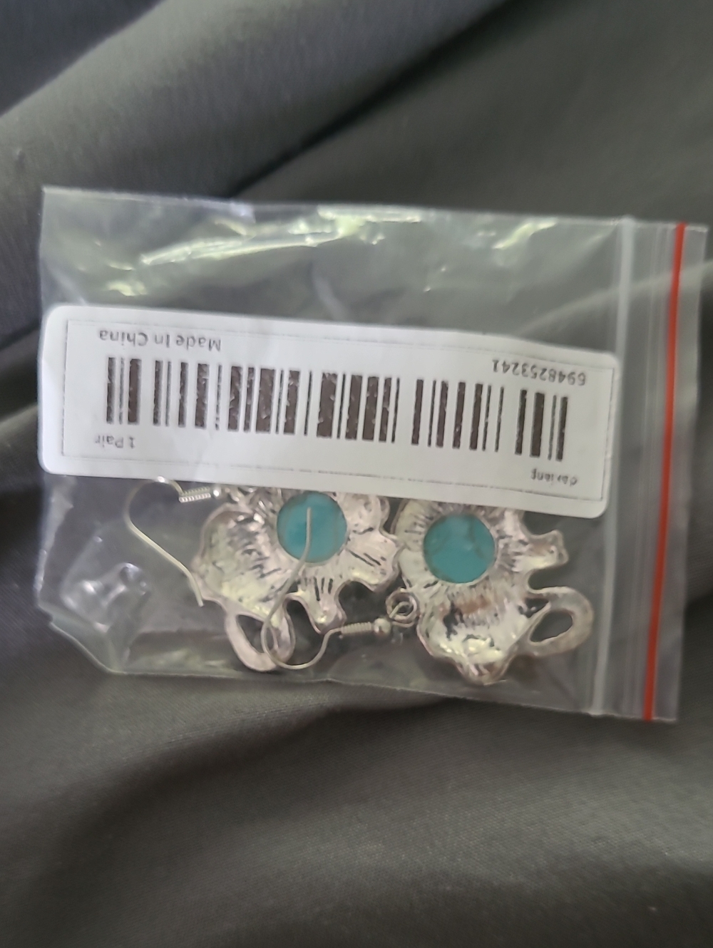 Silver Floral Drop Earrings with Turquoise Accent - Women Jewelry